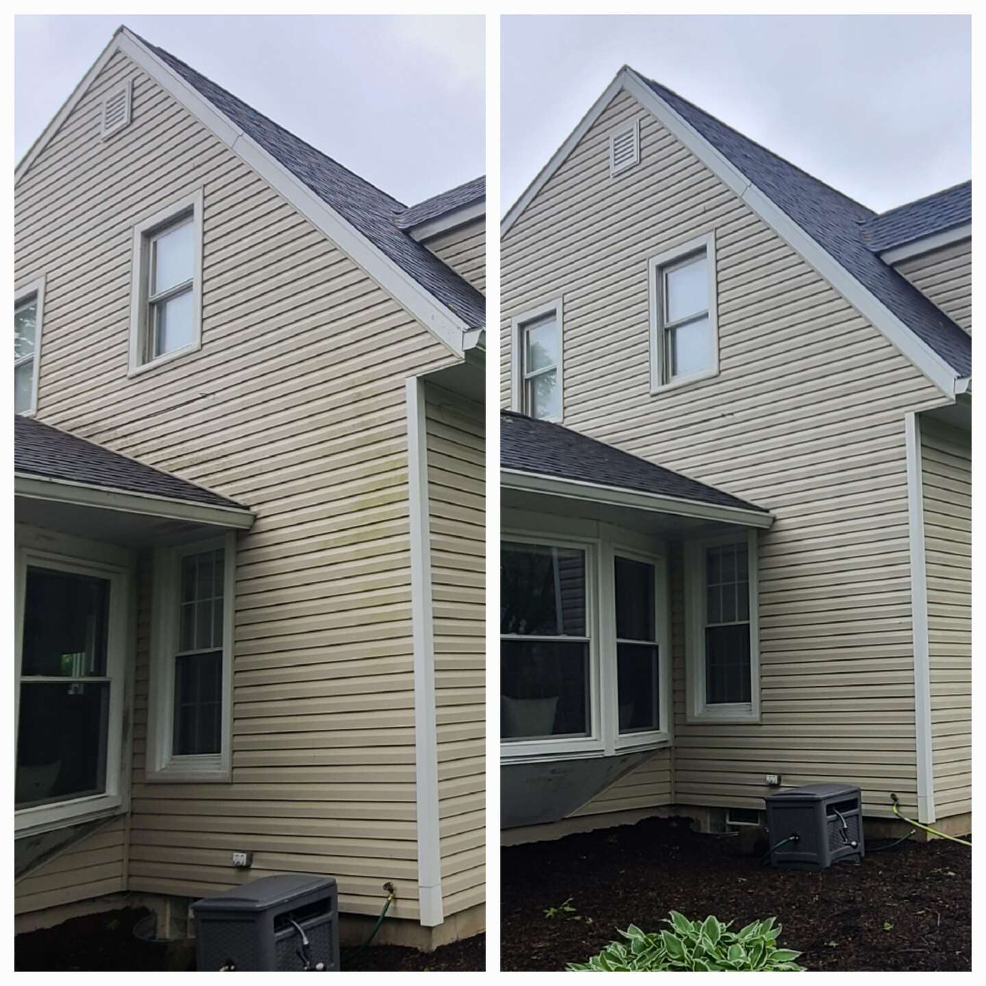 Clean house exterior after professional pressure washing and soft wash treatment