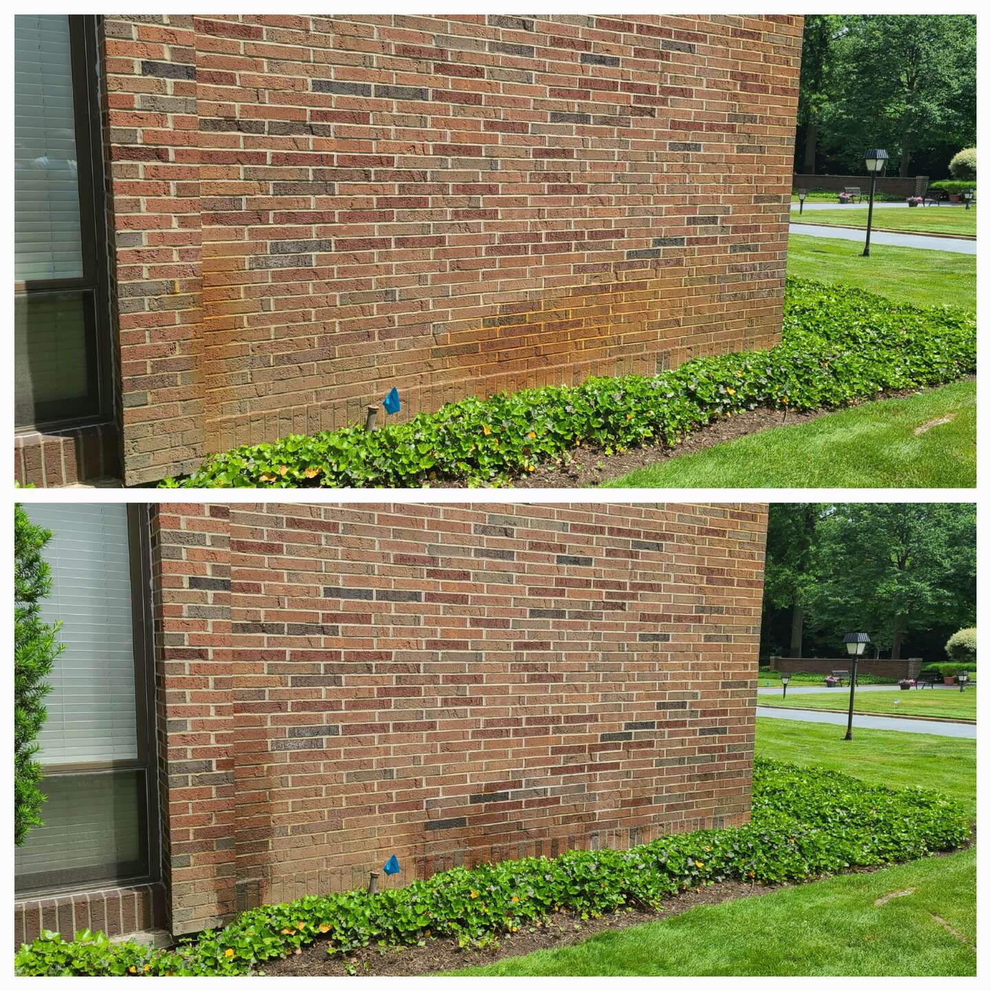 Before and after soft wash house washing removing mold from vinyl siding in Canton Ohio
