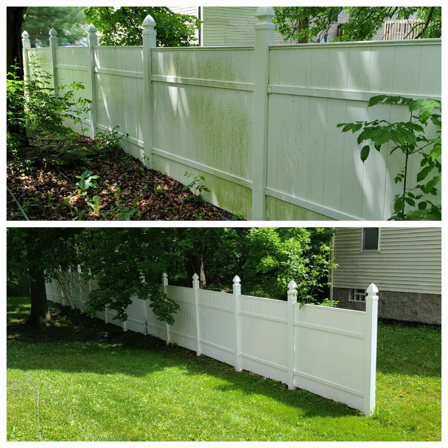 Before and after power washing house exterior restoration in Medina Ohio